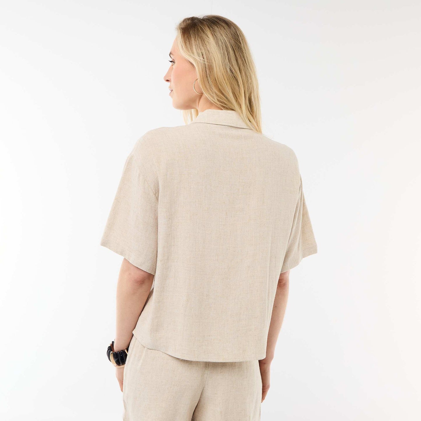 Short-Sleeved Solid Shirt BEIGE