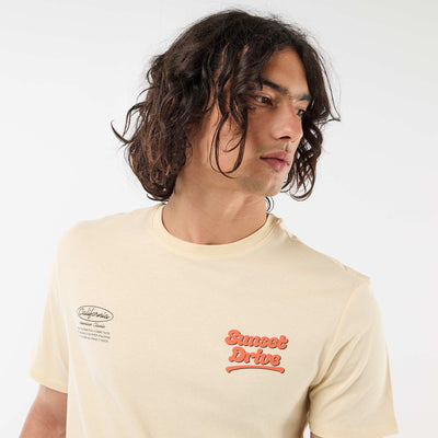 Printed Short-Sleeve T-Shirt with Front and Back Design BEIGE