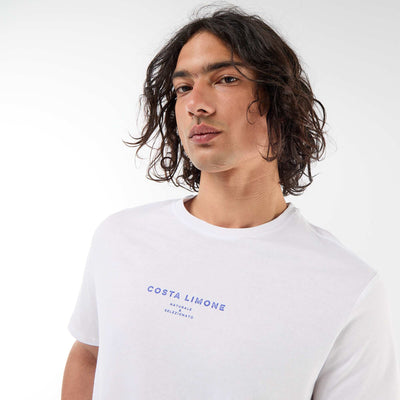 Printed Short-Sleeve T-Shirt with Front and Back Design WHITE