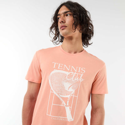 Printed Short-Sleeve T-Shirt with Front and Back Design ORANGE