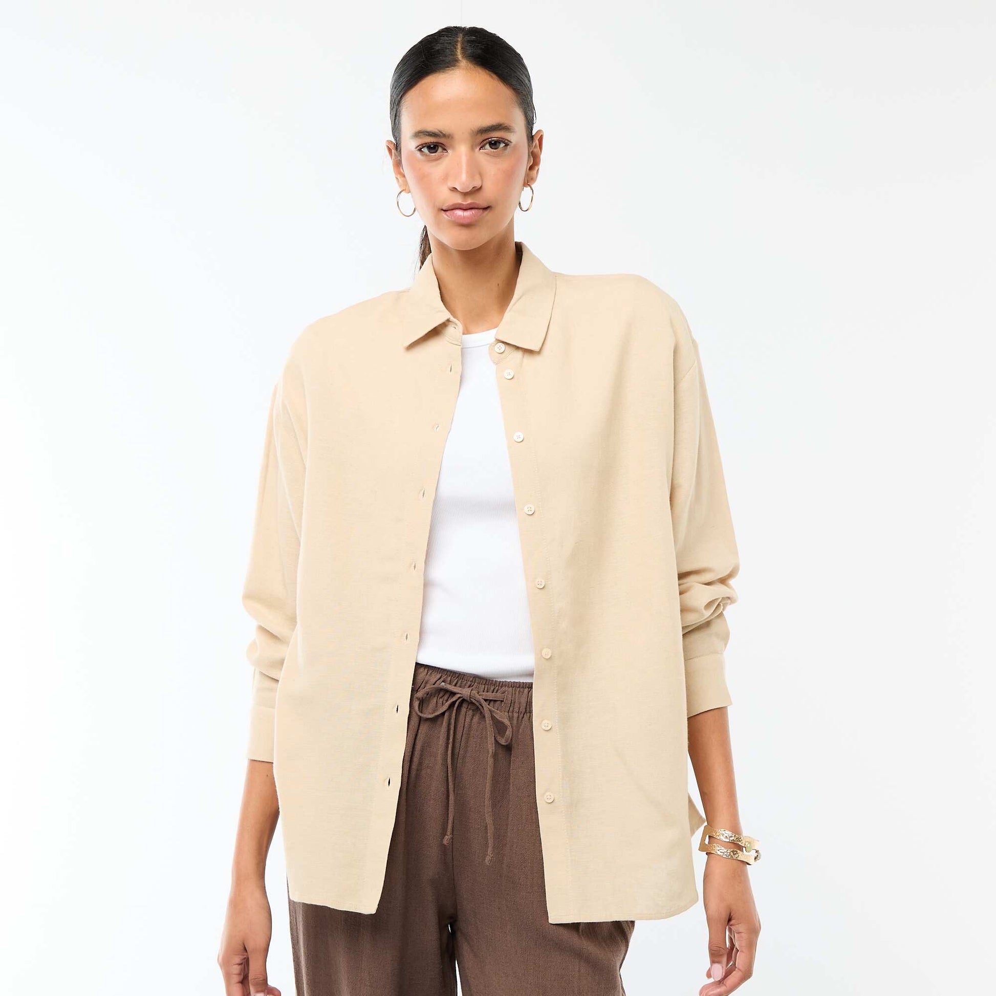 Blended Linen Shirt BEIGE