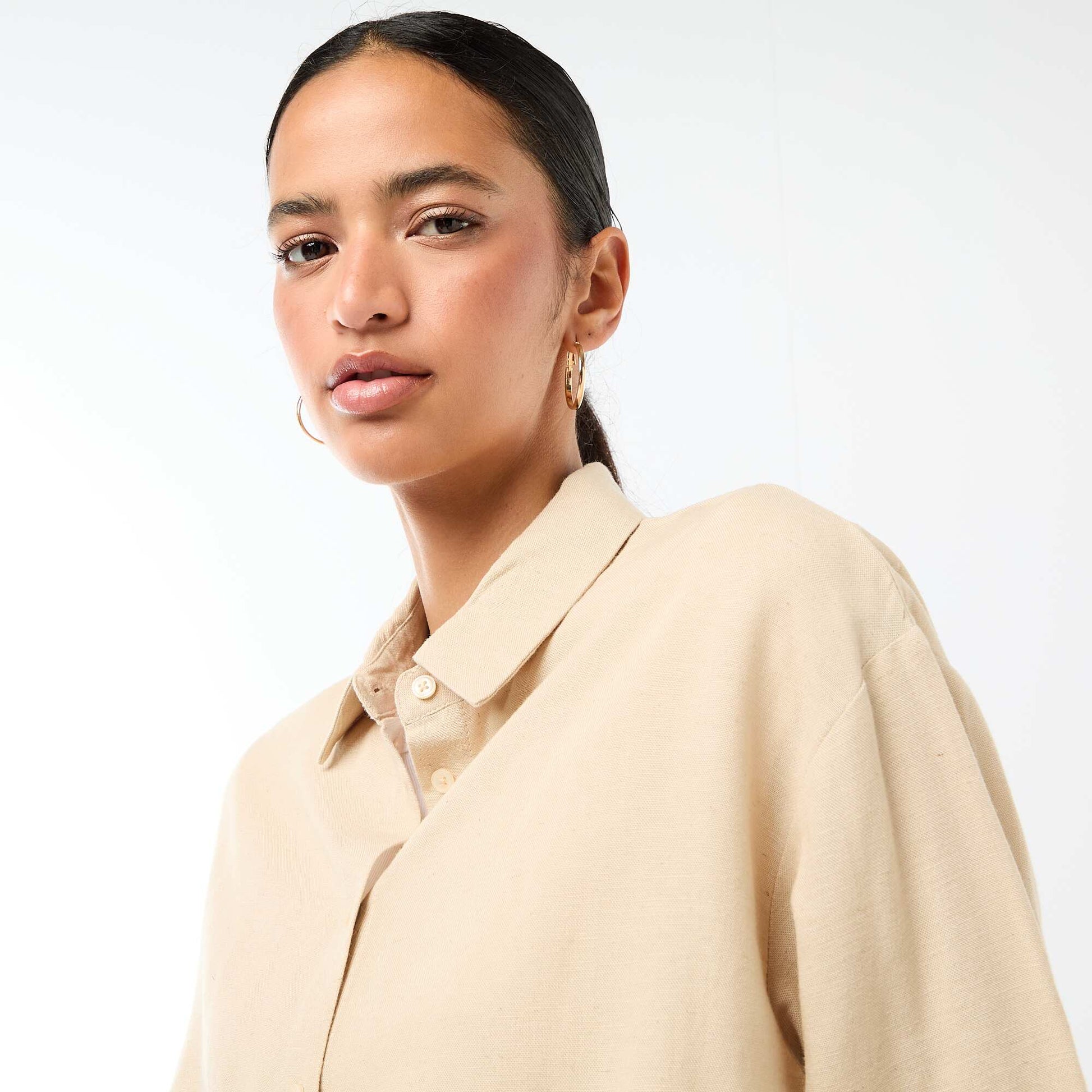 Blended Linen Shirt BEIGE