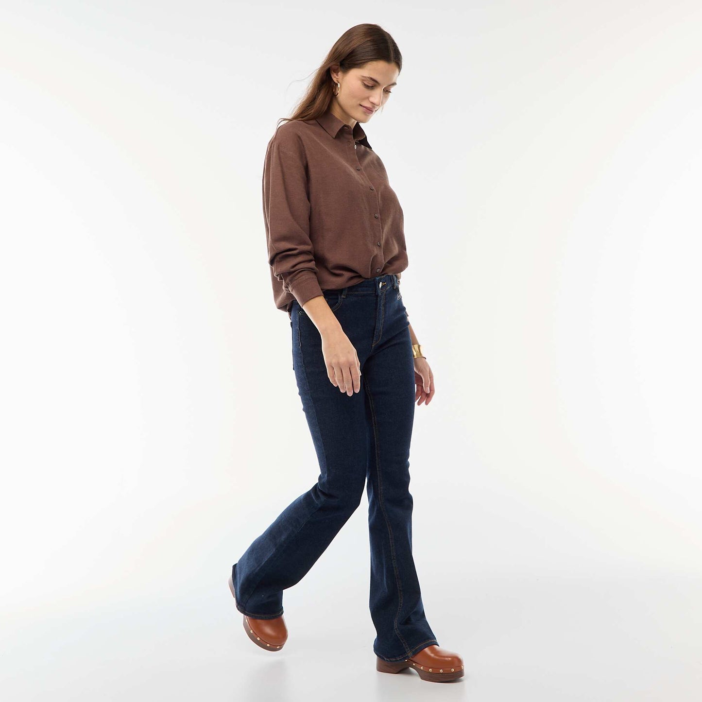 Blended Linen Shirt BROWN