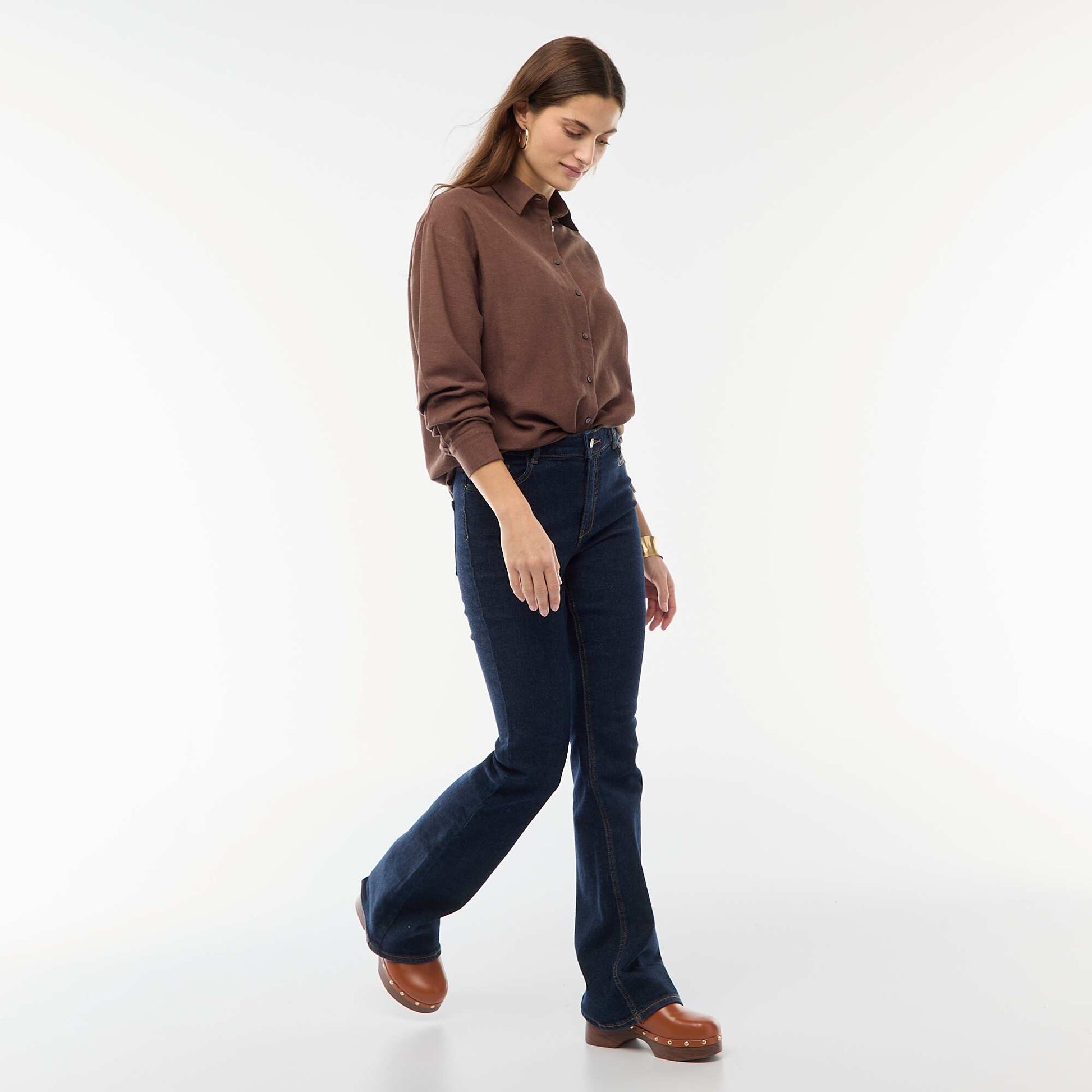 Blended Linen Shirt BROWN