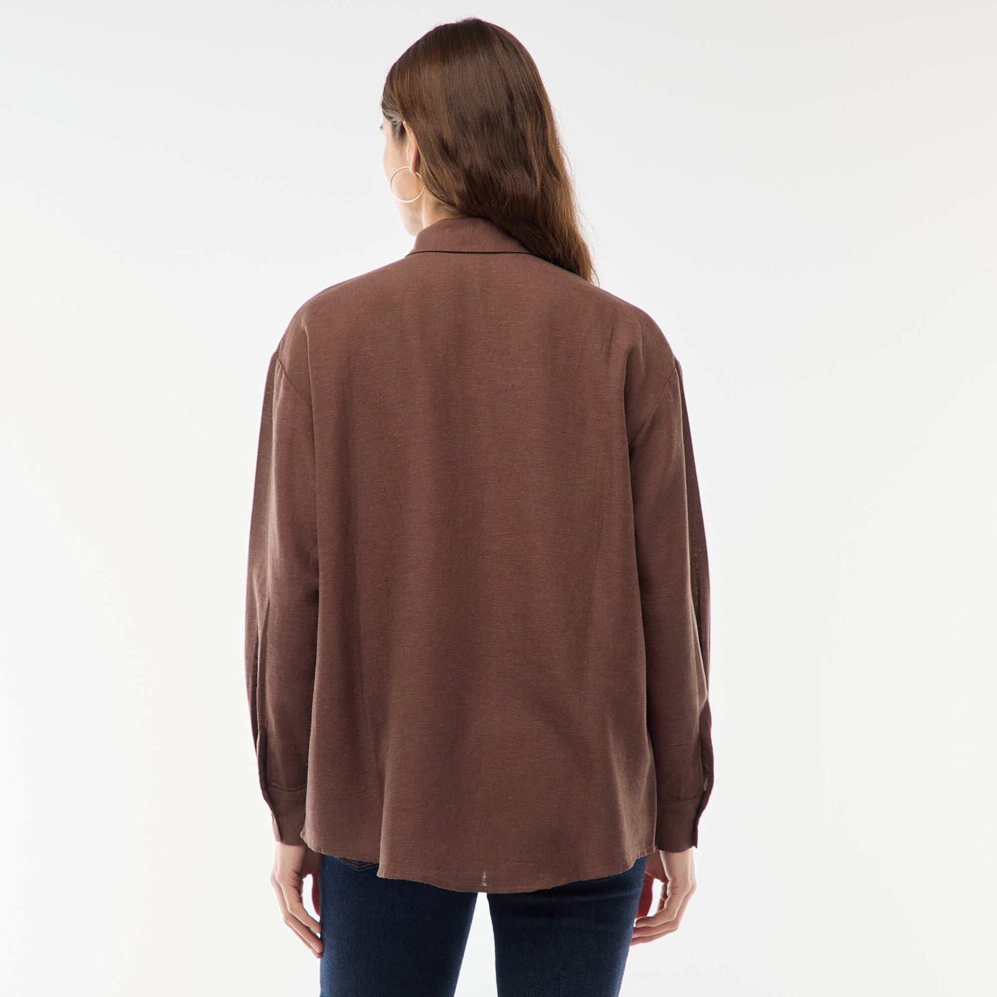 Blended Linen Shirt BROWN