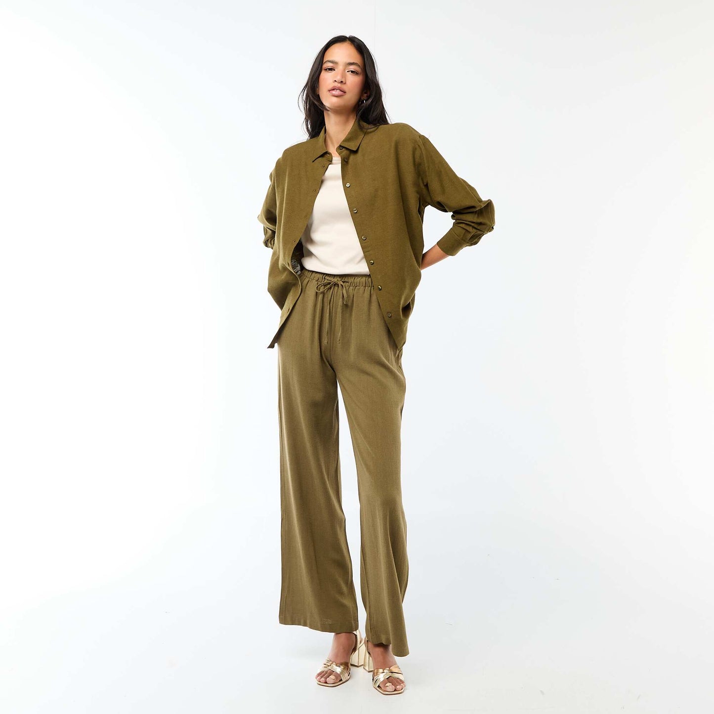 Blended Linen Shirt KHAKI