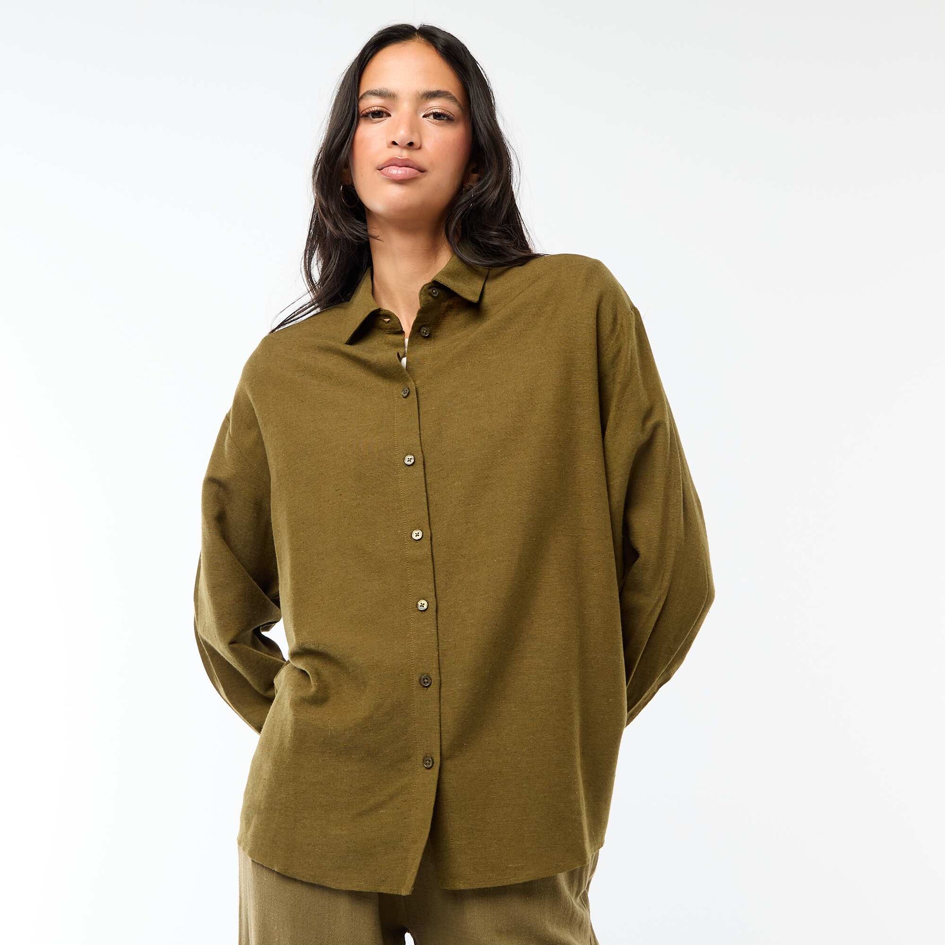 Blended Linen Shirt KHAKI