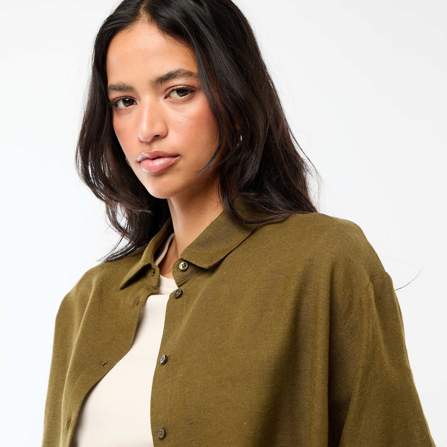 Blended Linen Shirt KHAKI