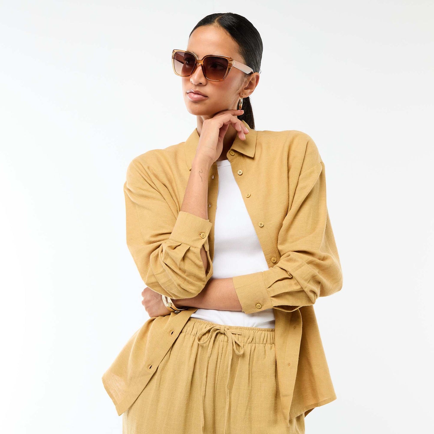 Blended Linen Shirt GREEN