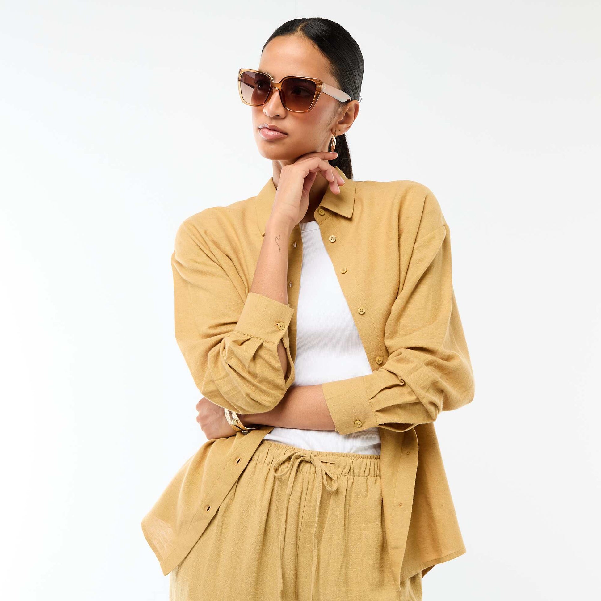 Blended Linen Shirt GREEN