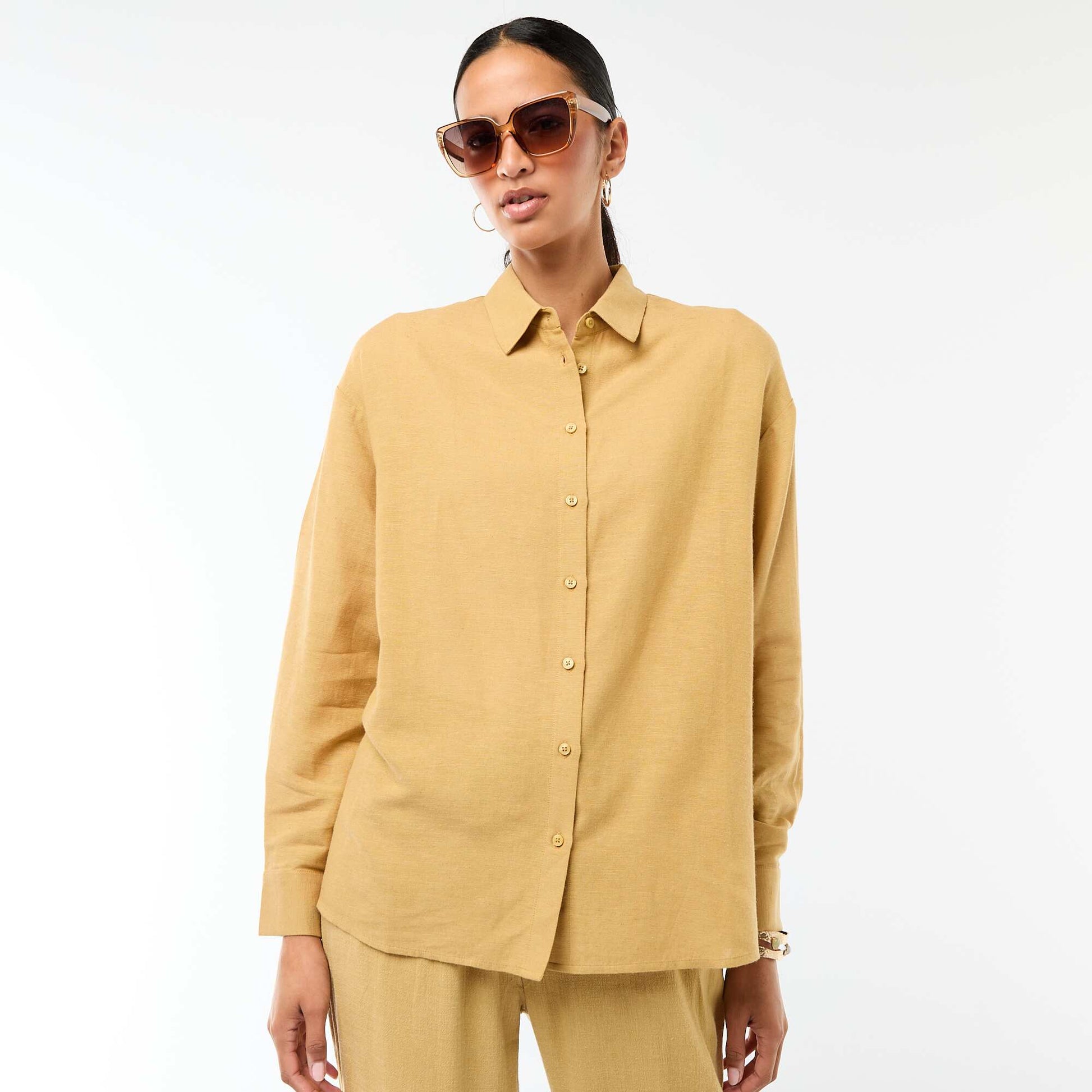 Blended Linen Shirt GREEN