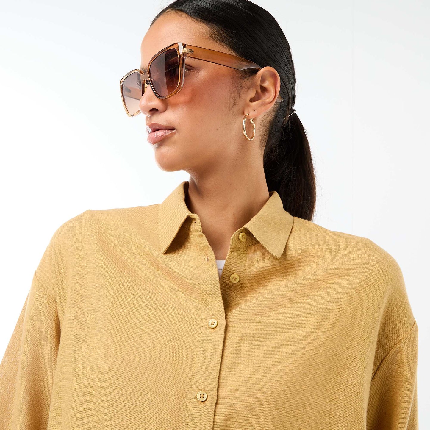 Blended Linen Shirt GREEN