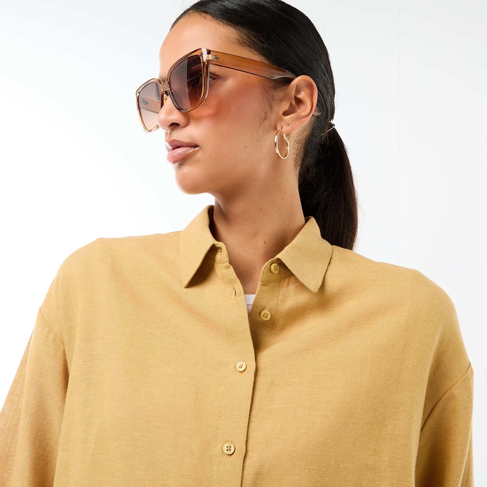Blended Linen Shirt GREEN