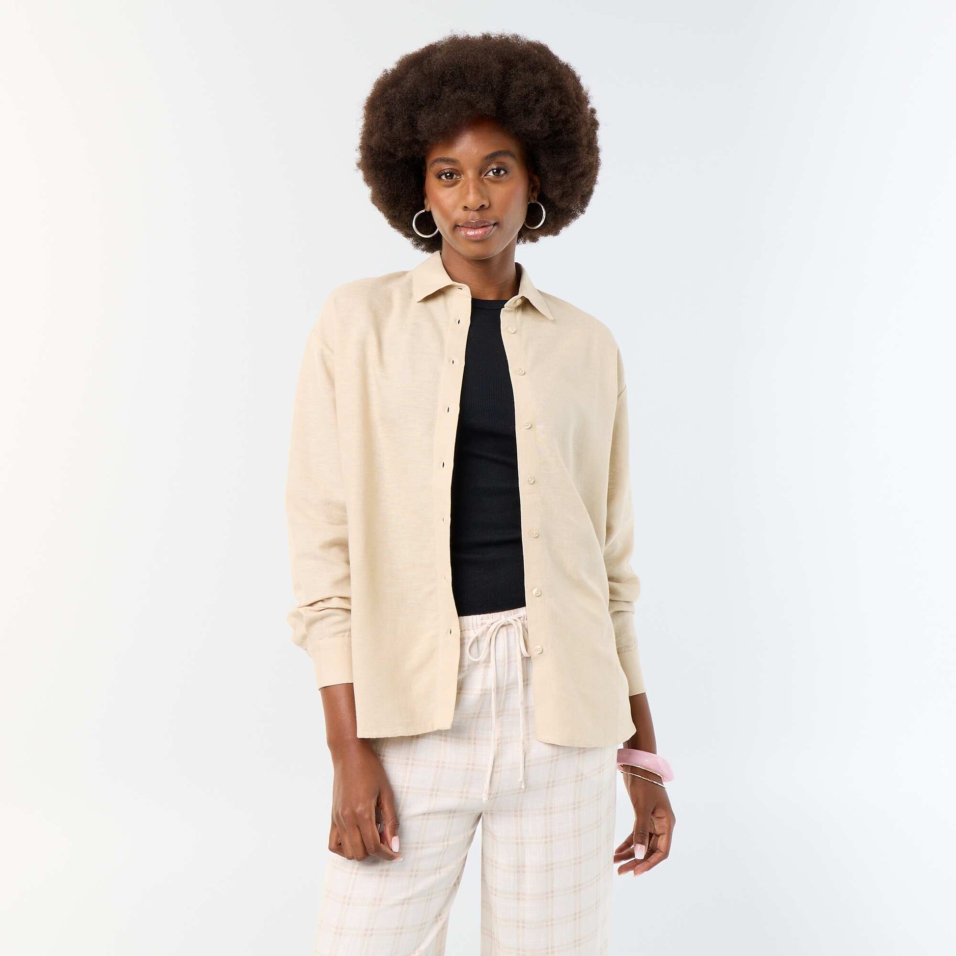 Blended Linen Shirt BEIGE