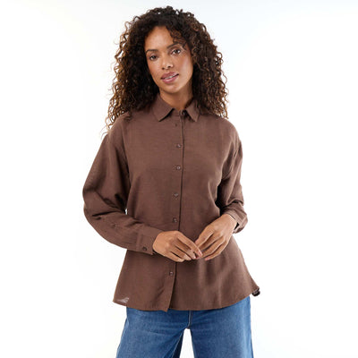 Blended Linen Shirt BROWN