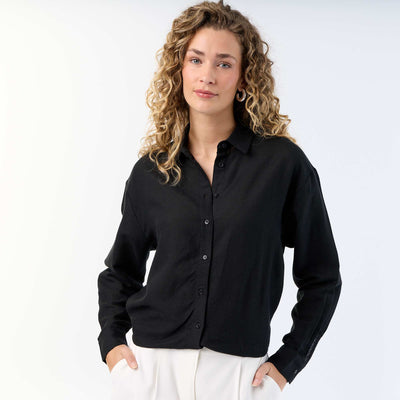 Blended Linen Shirt BLACK