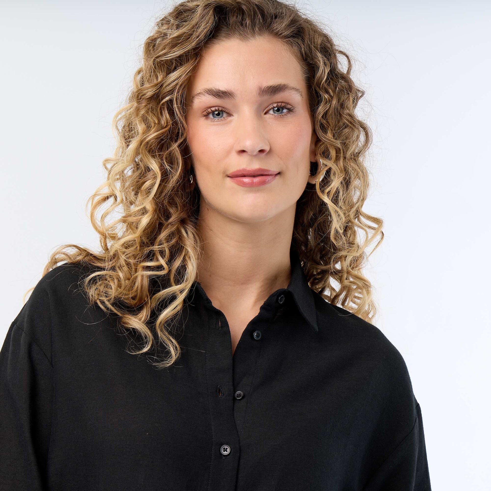 Blended Linen Shirt BLACK