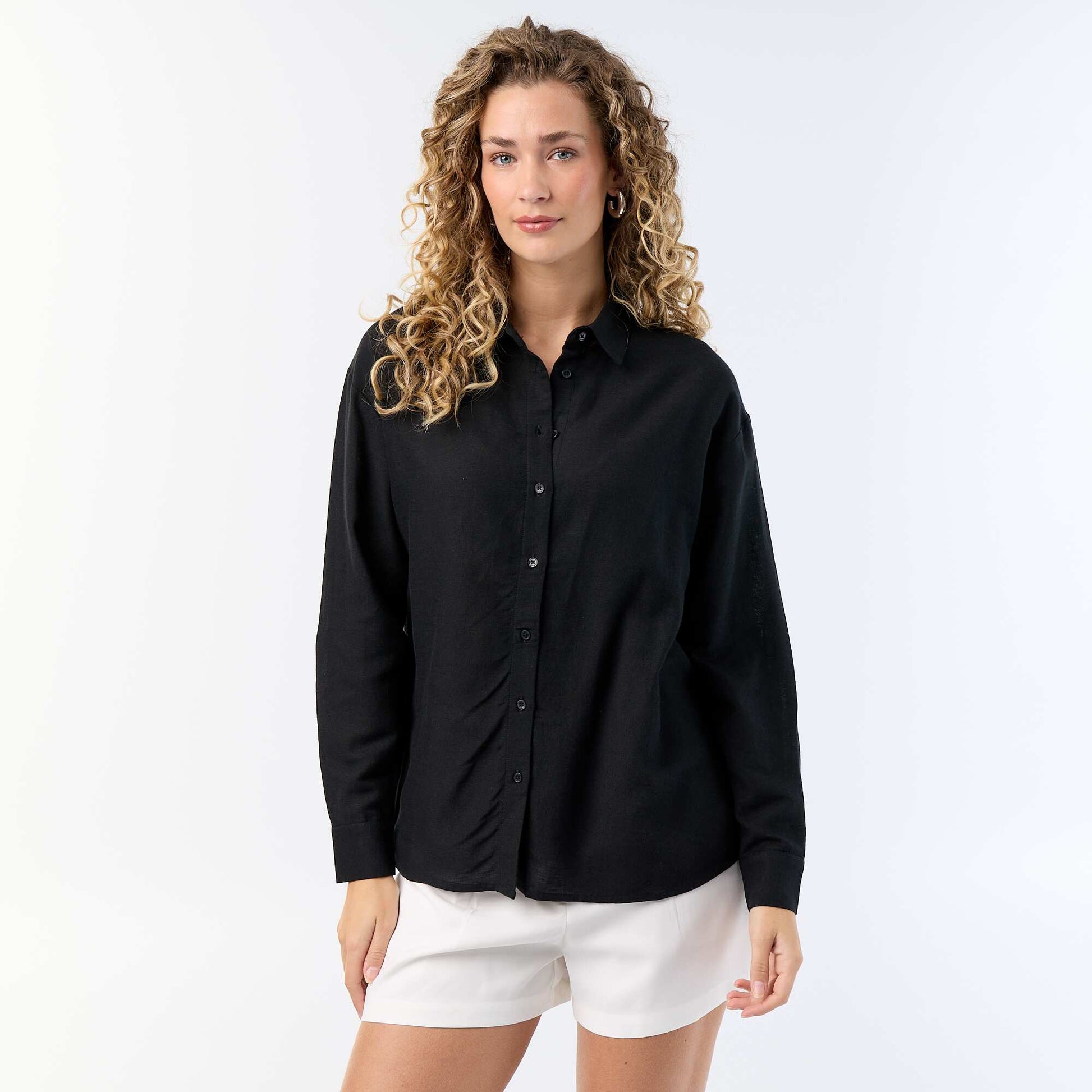 Blended Linen Shirt BLACK