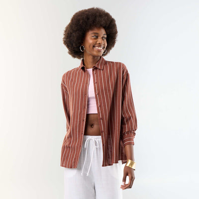 Blended Linen Shirt BROWN