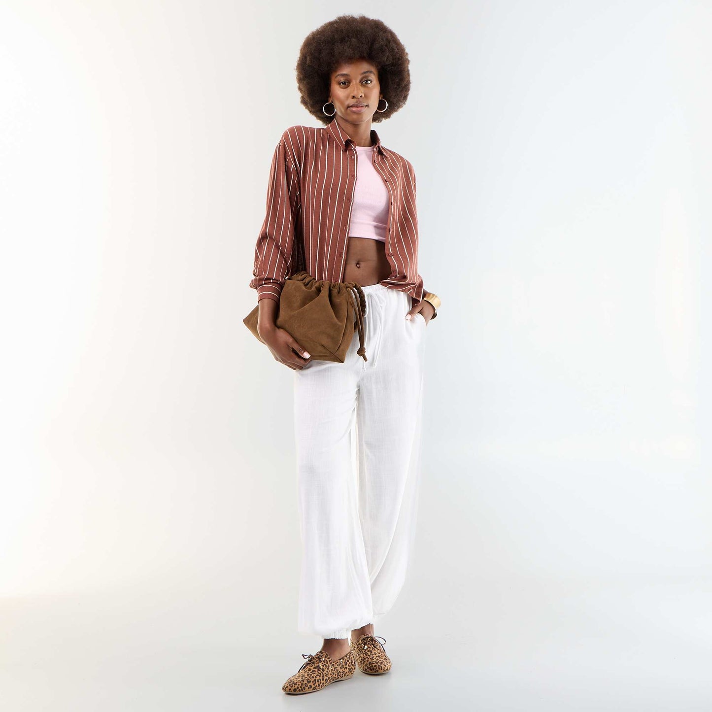 Blended Linen Shirt BROWN