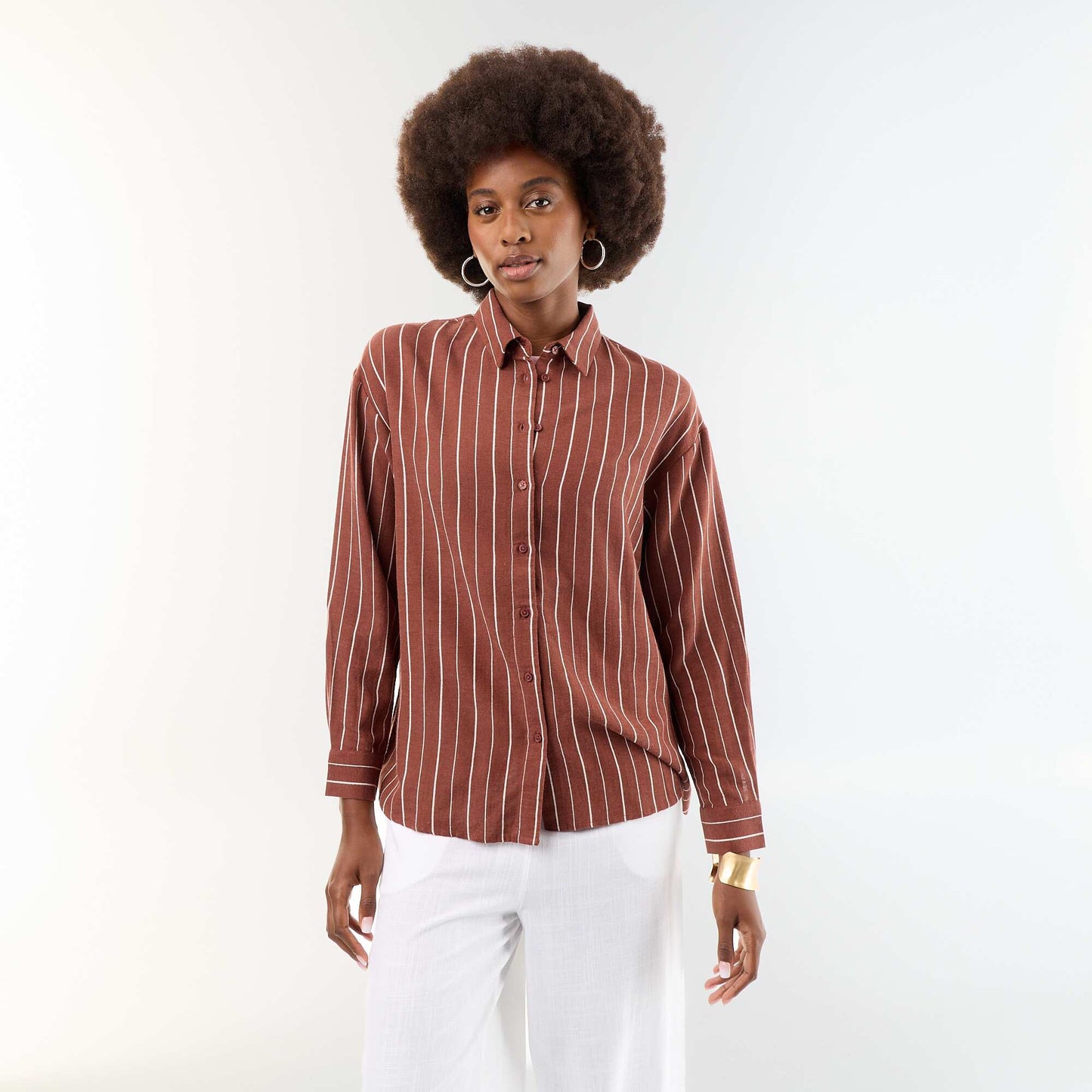 Blended Linen Shirt BROWN