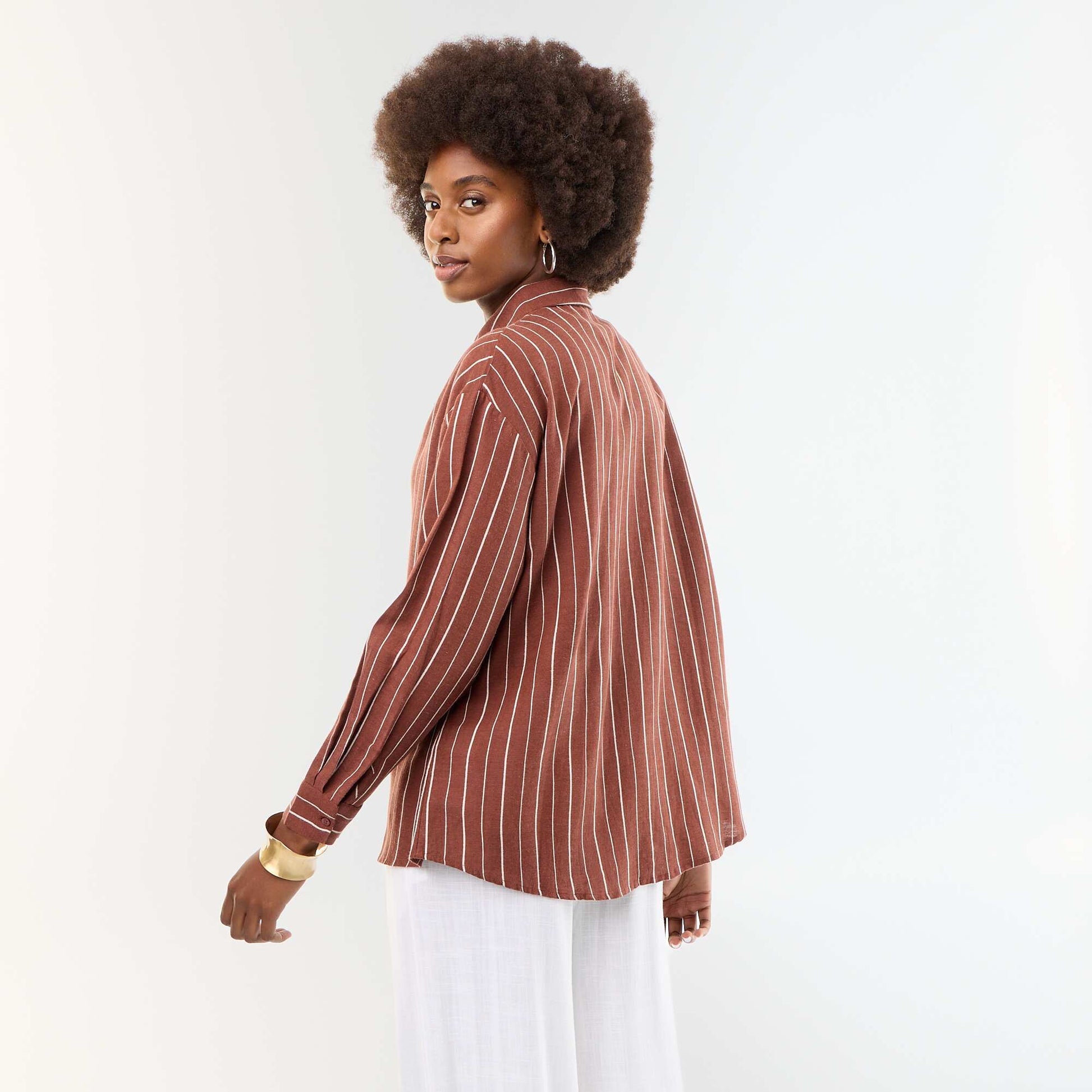 Blended Linen Shirt BROWN