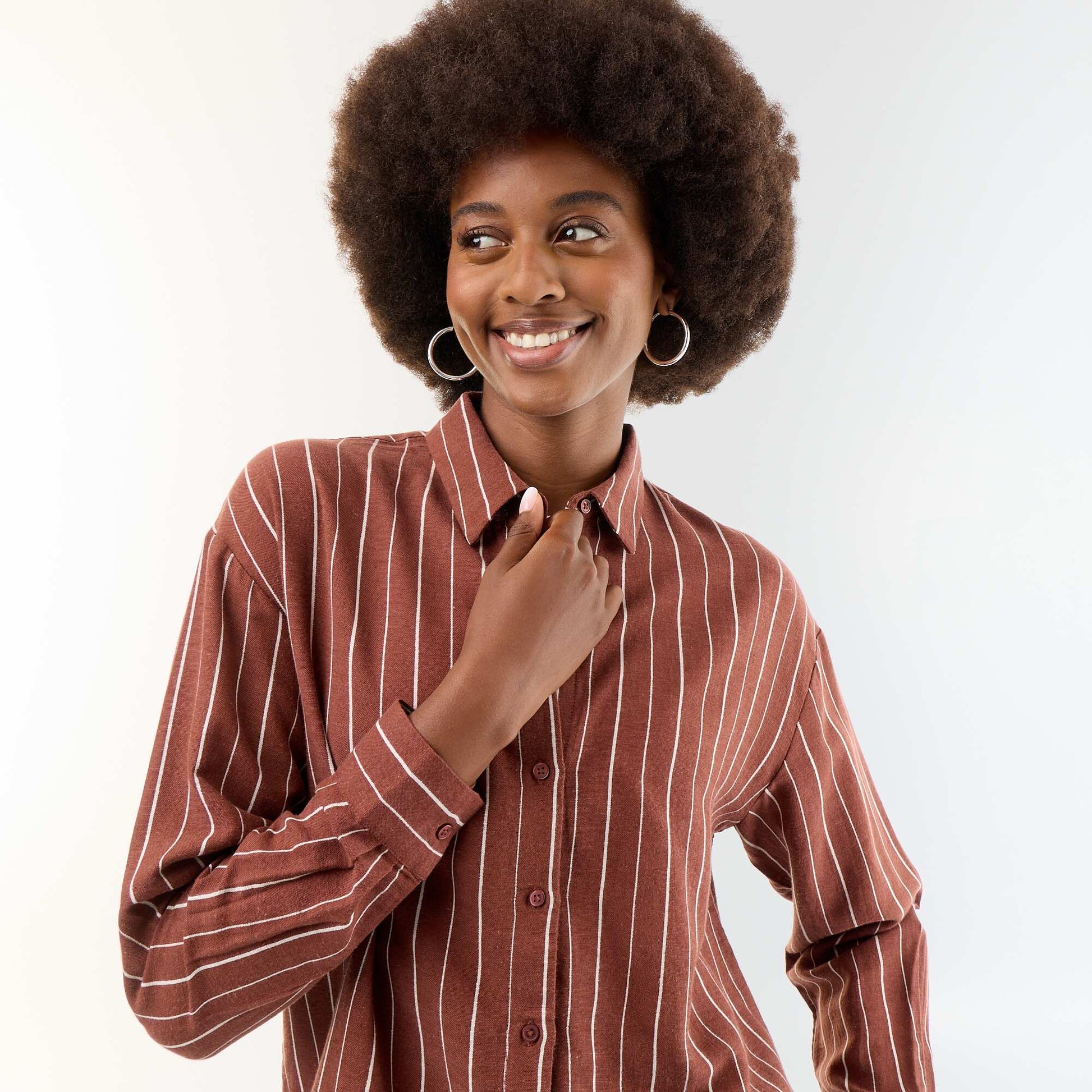 Blended Linen Shirt BROWN