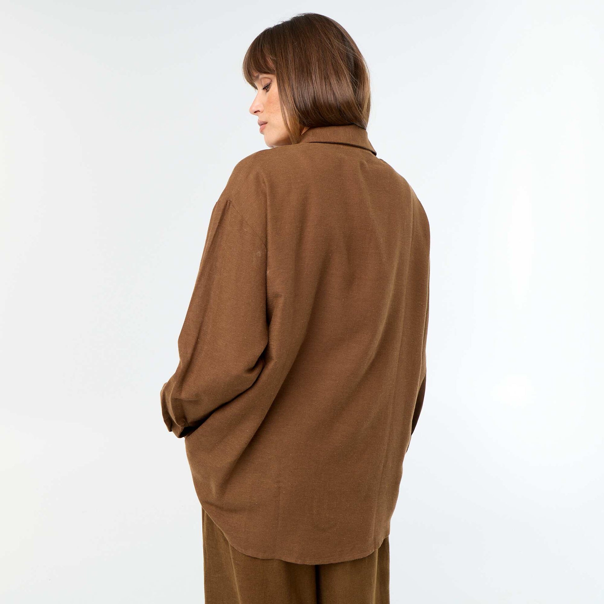 Blended Linen Shirt BROWN