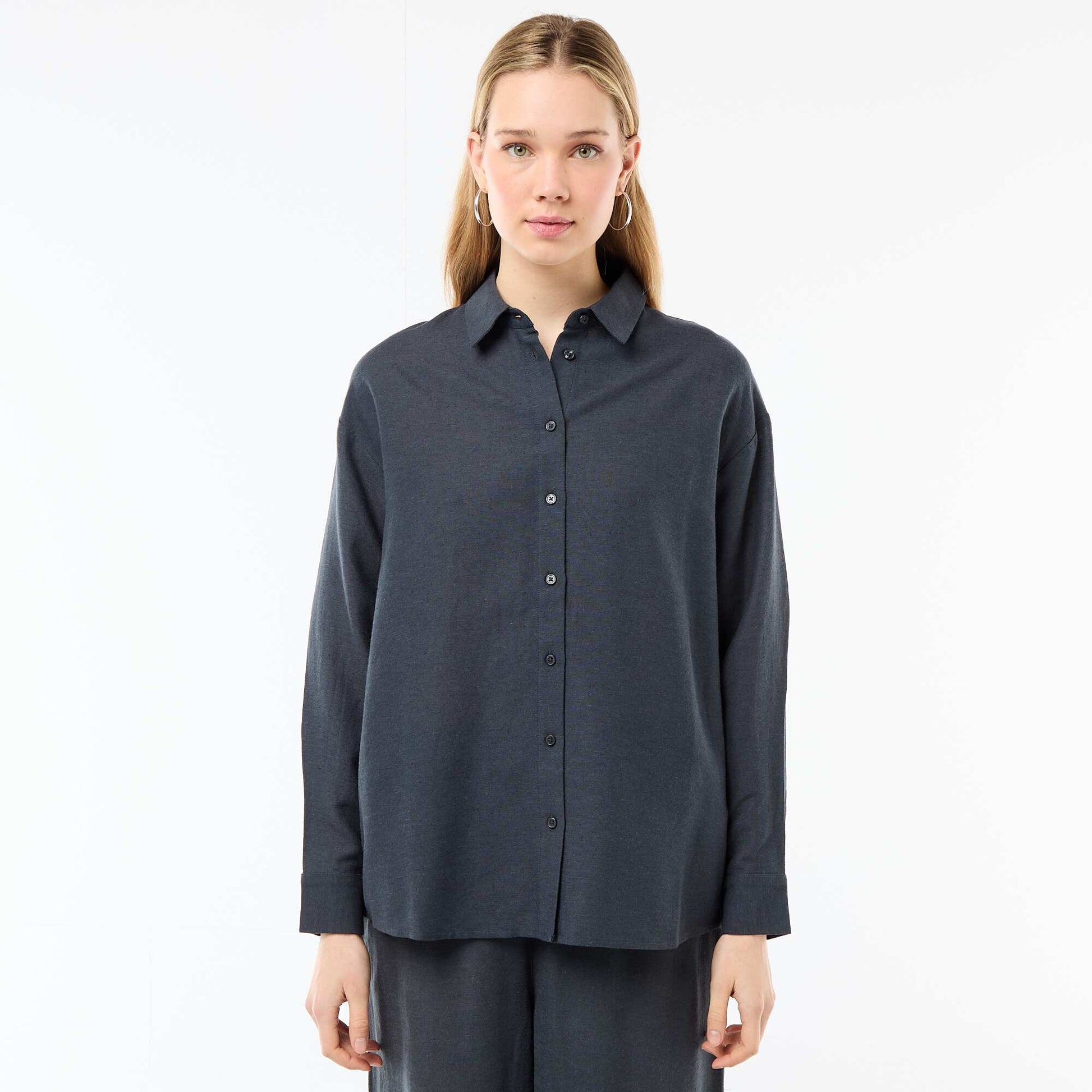 Blended Linen Shirt BLUE