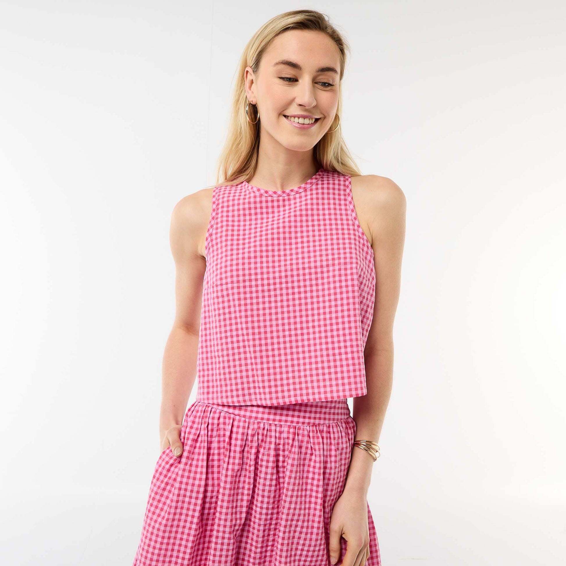 Gingham Sleeveless Top PINK