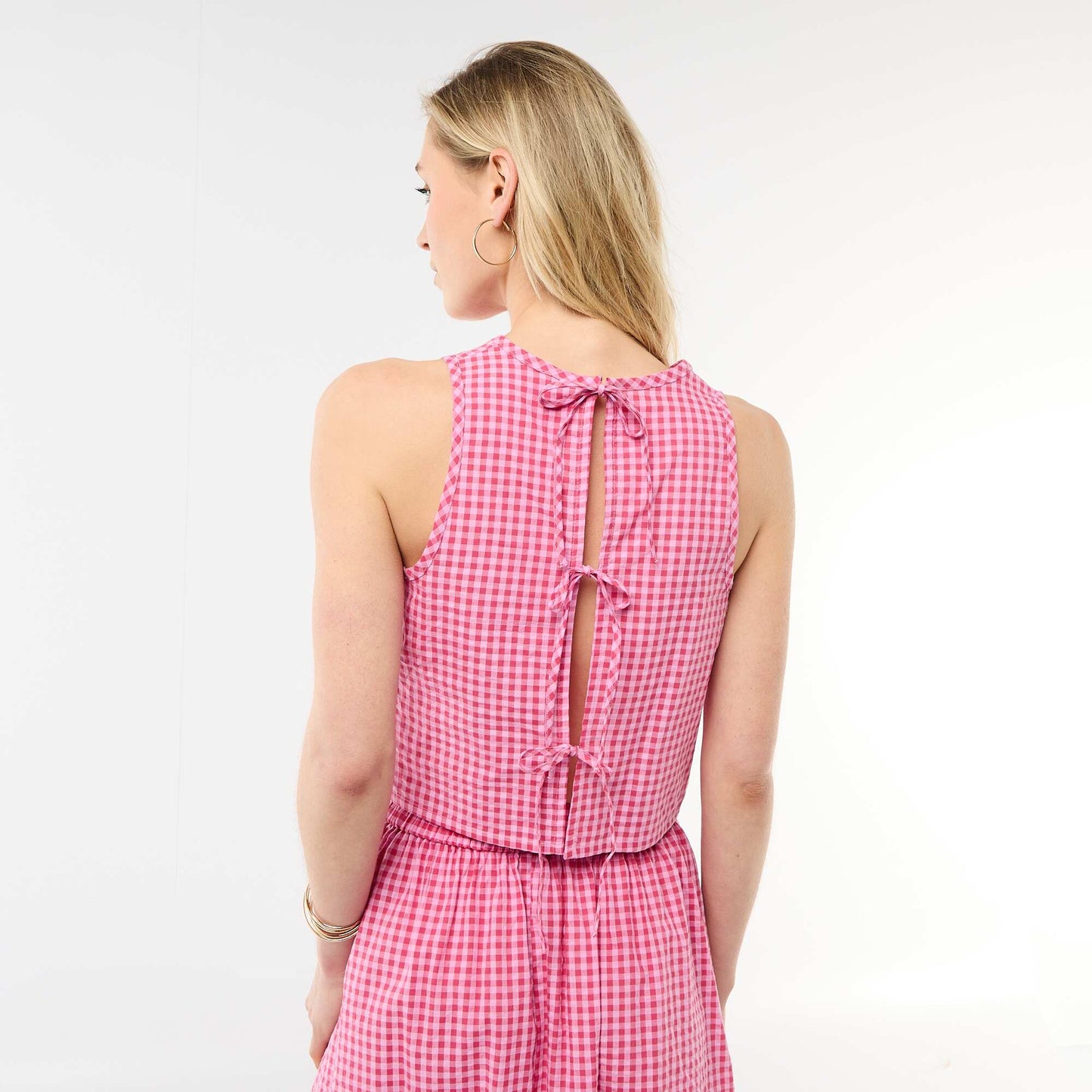 Gingham Sleeveless Top PINK