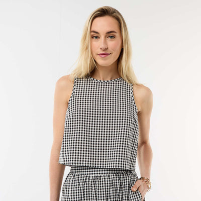 Gingham Sleeveless Top BLACK