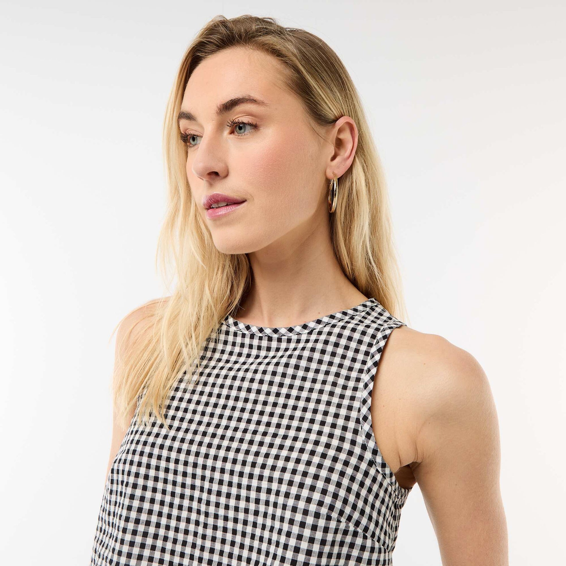 Gingham Sleeveless Top BLACK