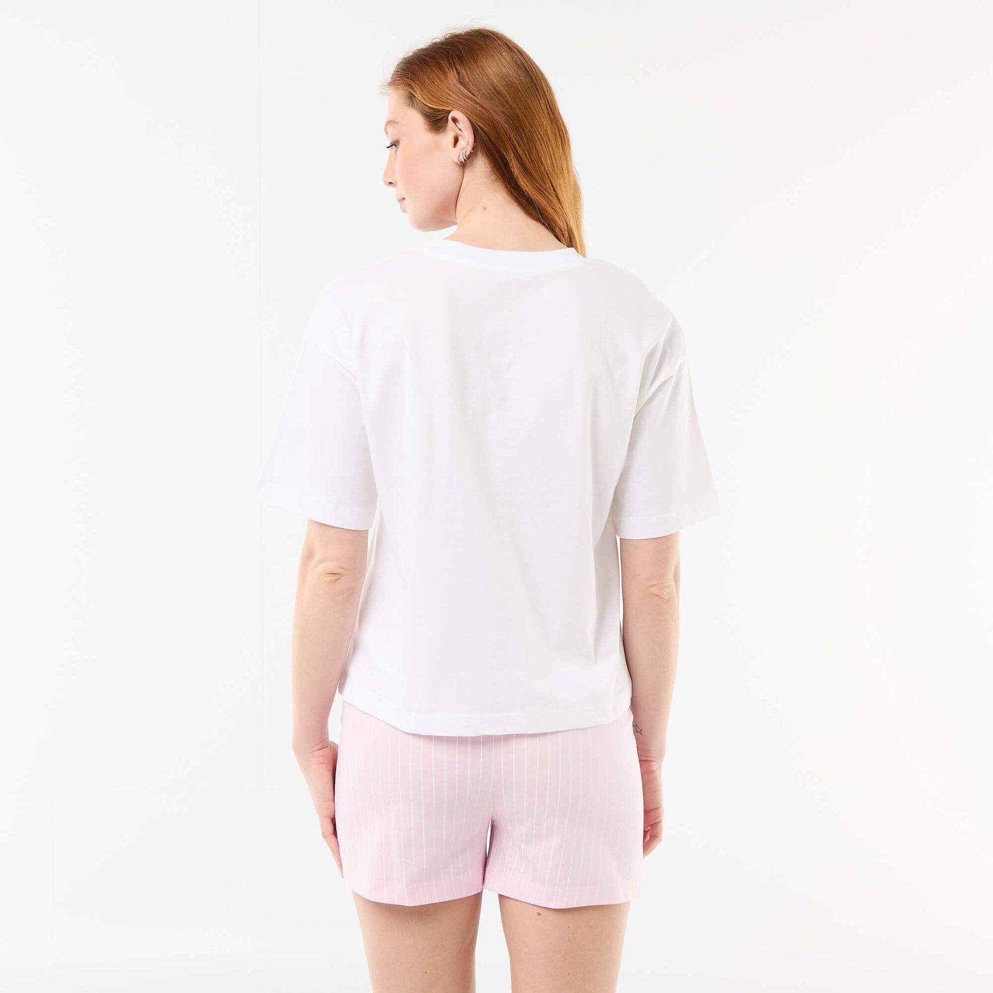'Stitch' Print Short Pajamas - 2 Pieces WHITE