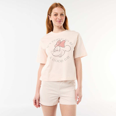 'Minnie' Print Short Pajama - 2-Piece Set PINK