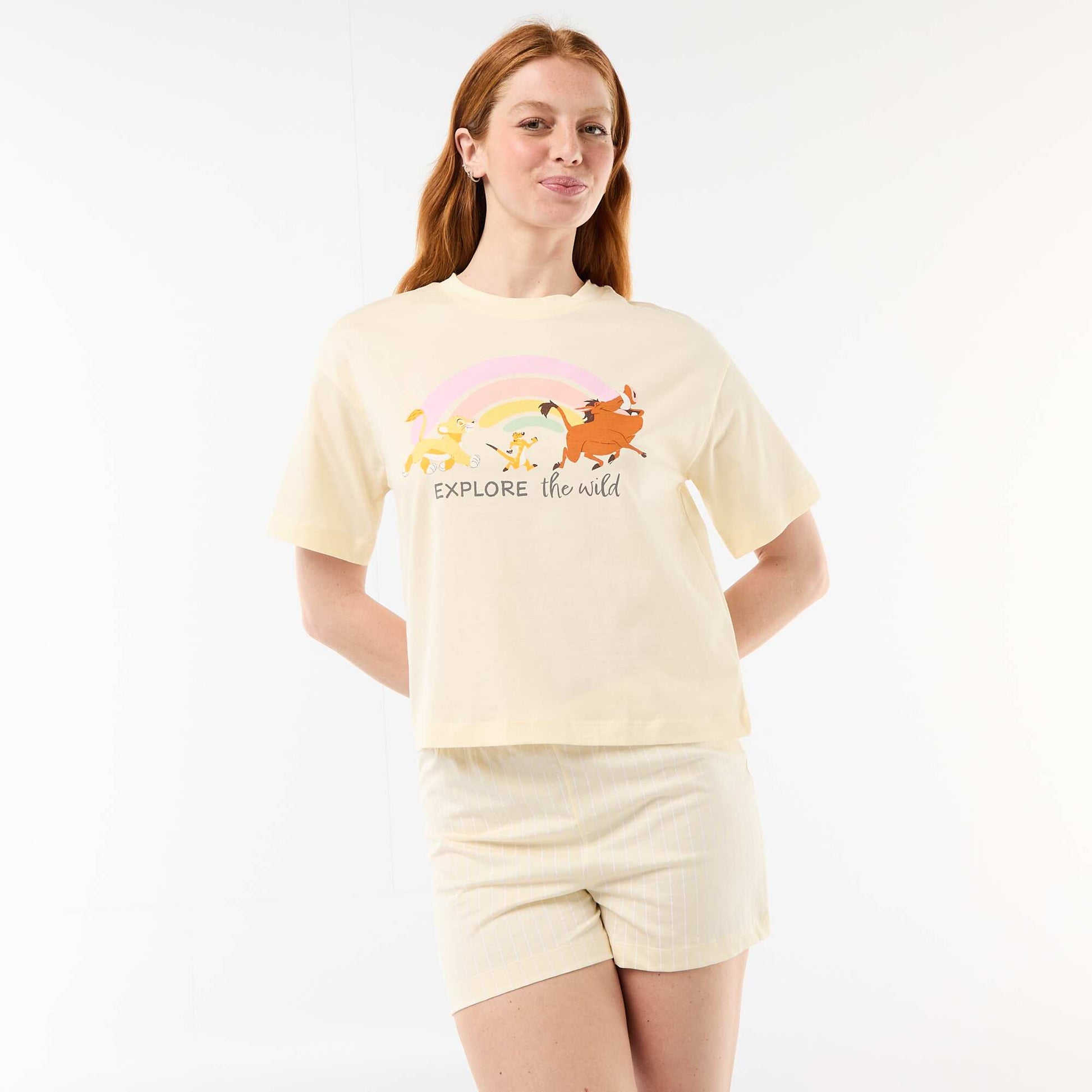 'Simba' print short pyjamas - 2 piece set YELLOW