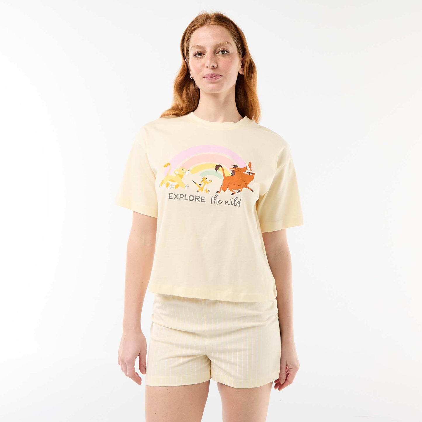 'Simba' print short pyjamas - 2 piece set YELLOW