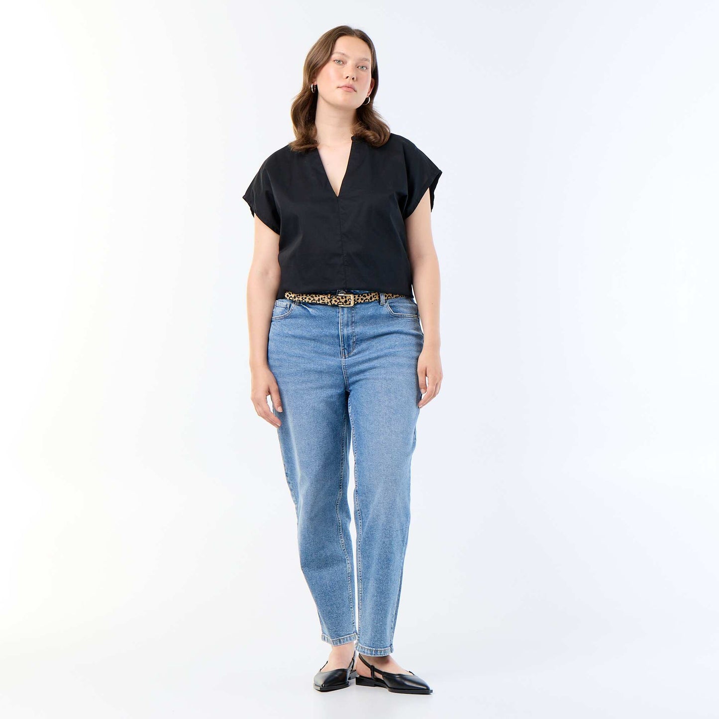 Lightweight Short-Sleeve Blouse BLACK