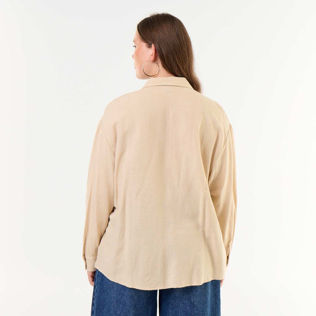 Long-Sleeved Flowy Blouse BEIGE
