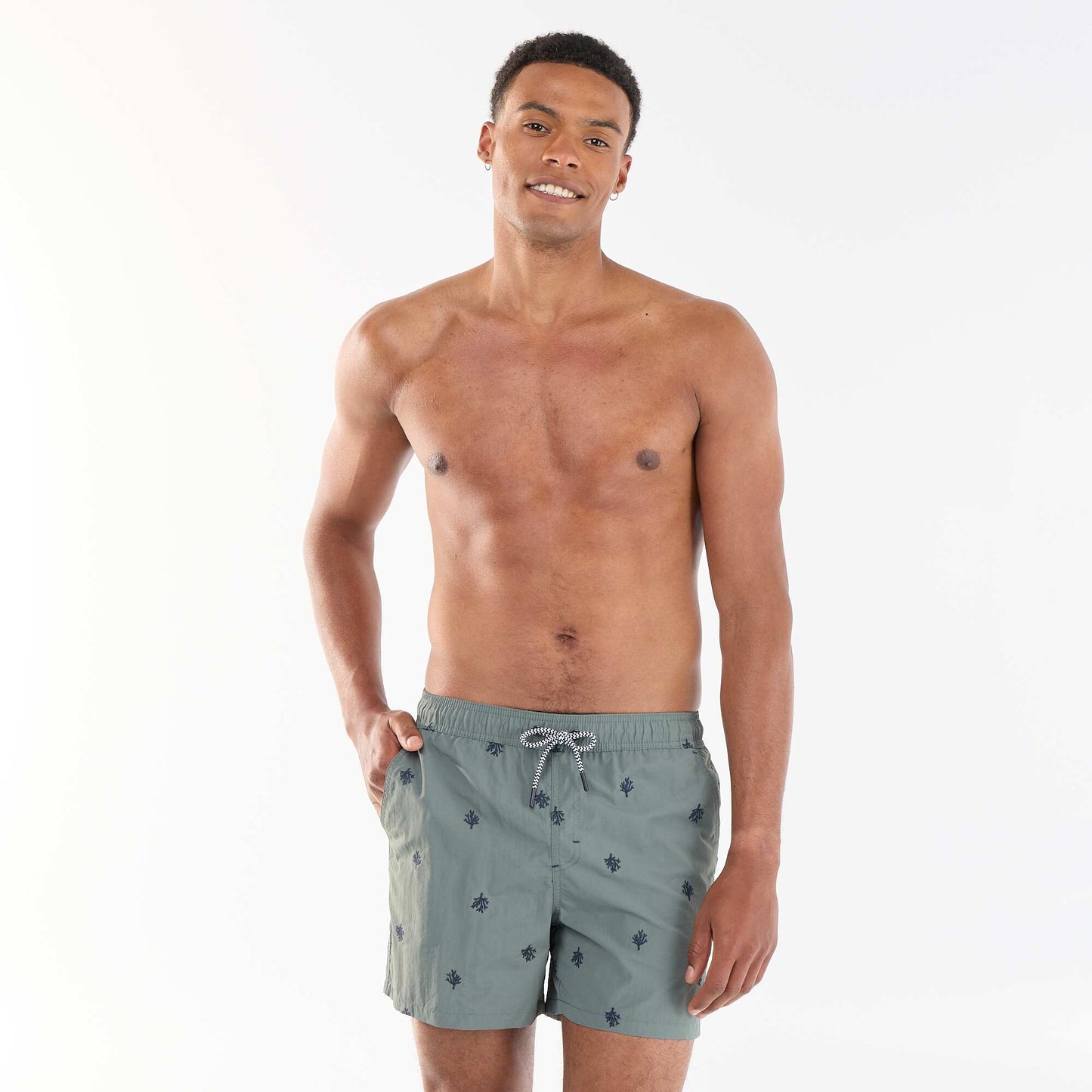 Patterned swim shorts GREEN
