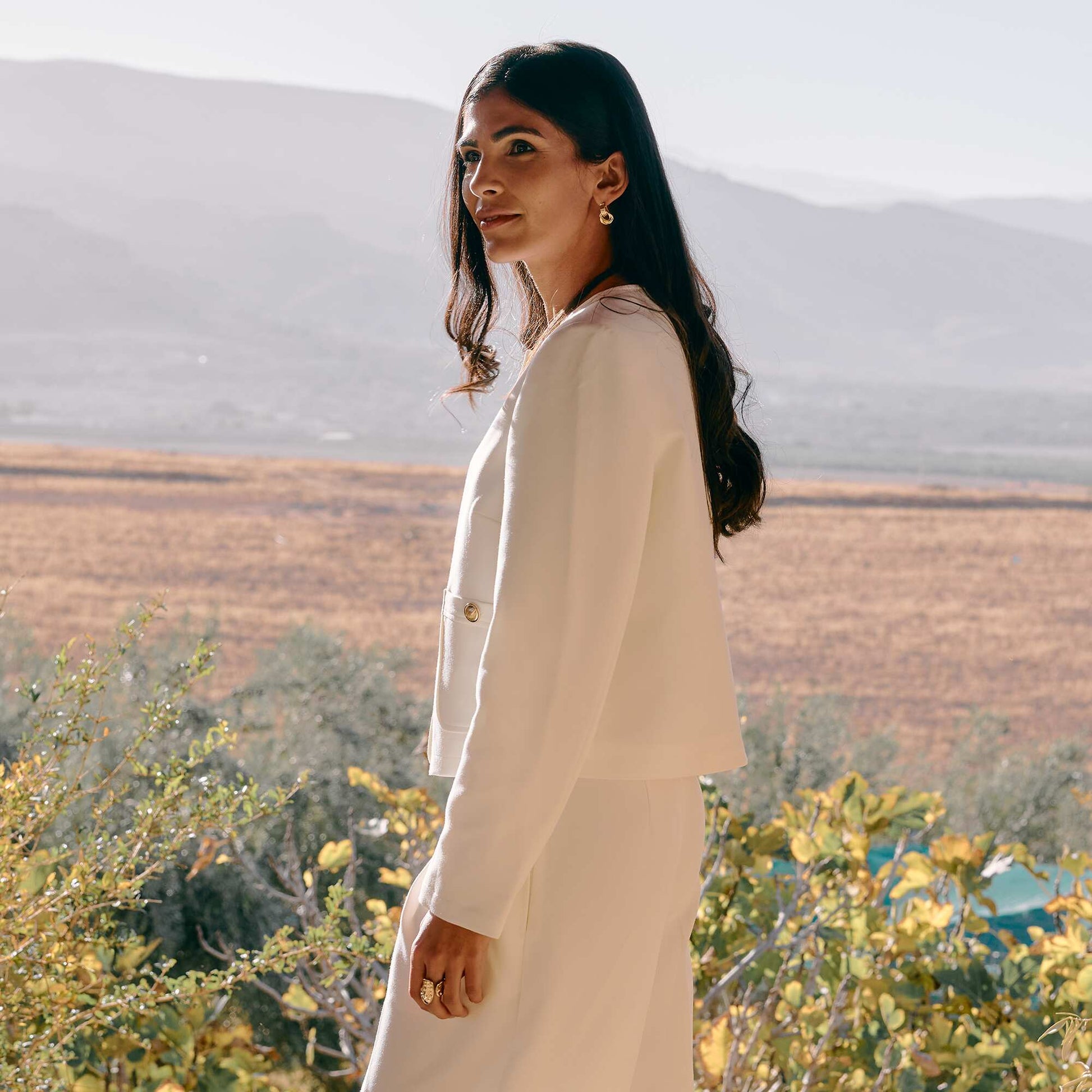Short Solid Occasion Jacket WHITE