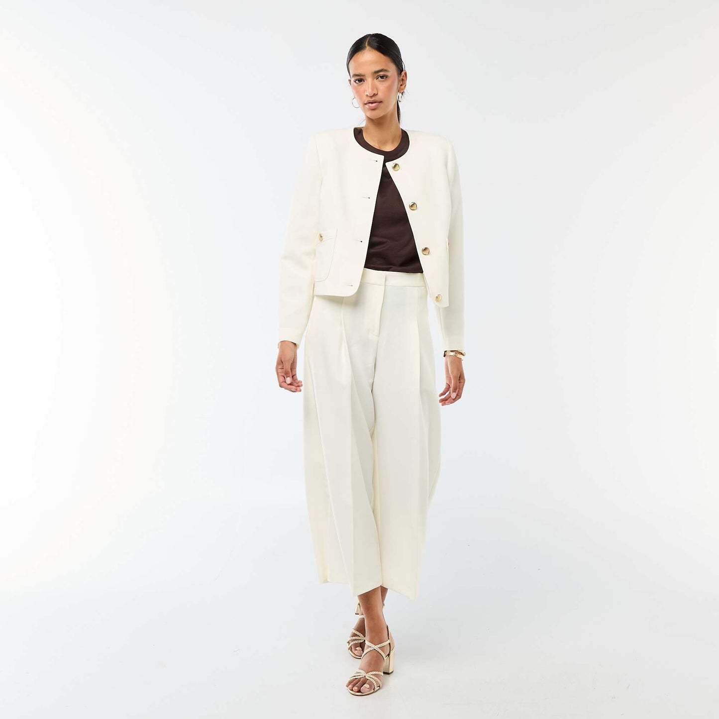 Short Solid Occasion Jacket WHITE