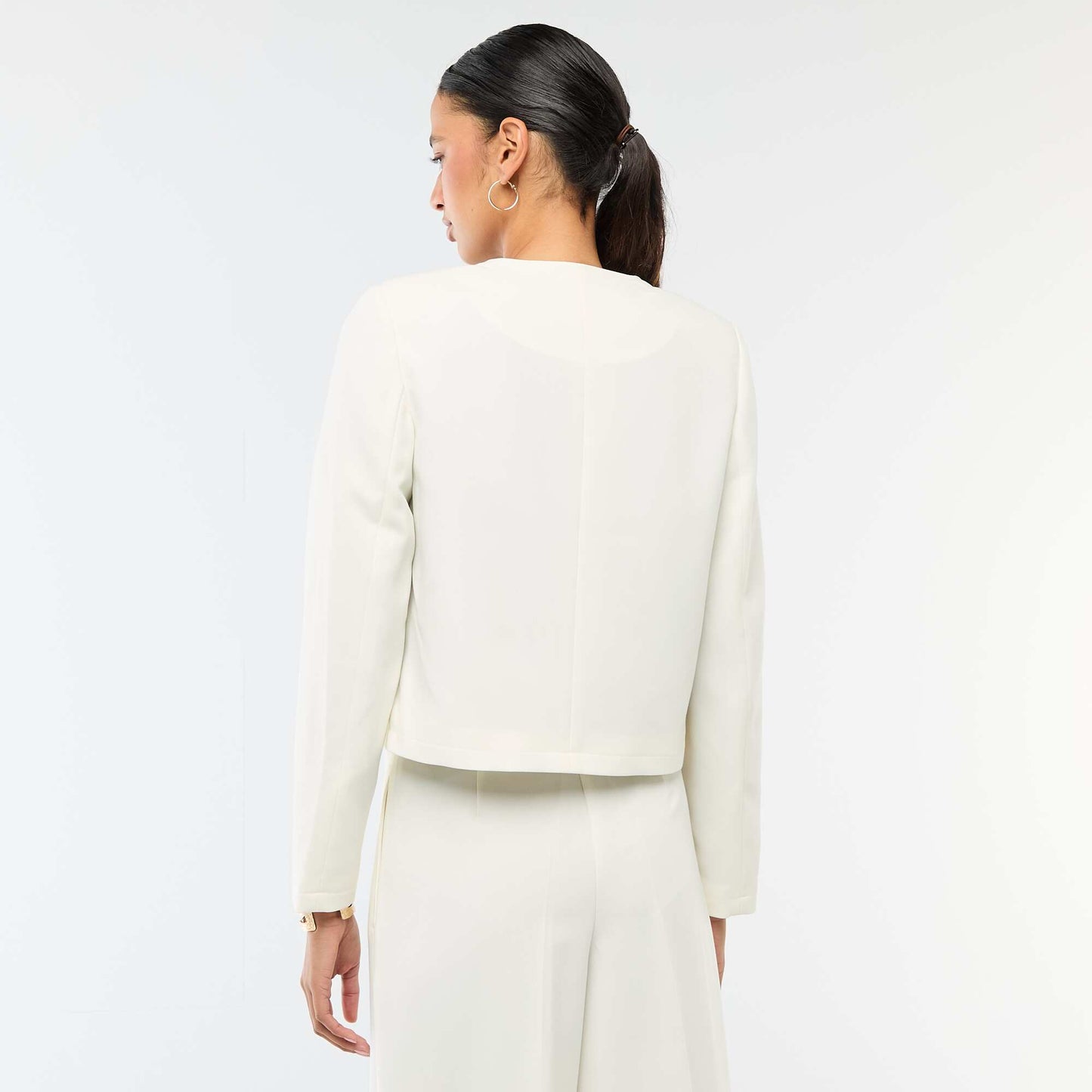 Short Solid Occasion Jacket WHITE