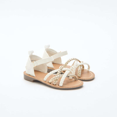 Braided Multi-Strap Sandals WHITE