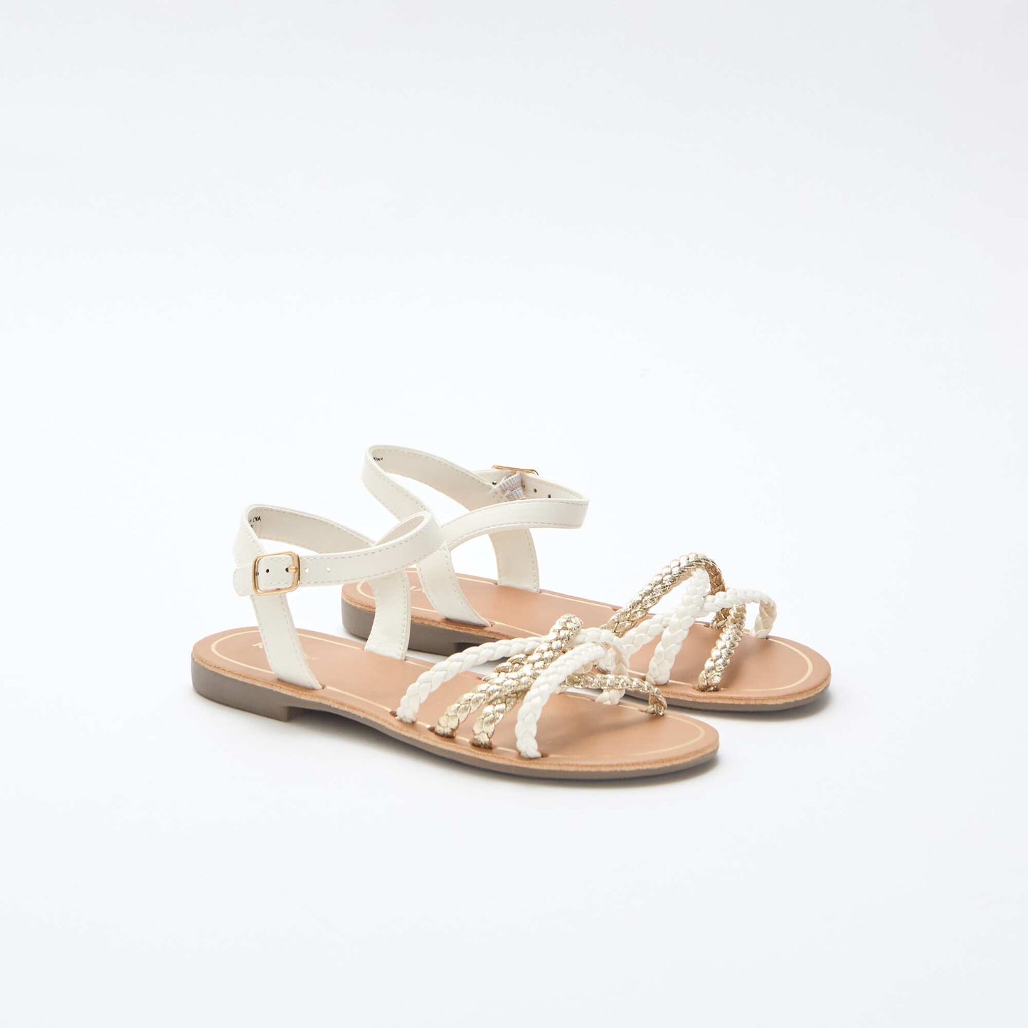 Multi-Strap Braided Sandals WHITE