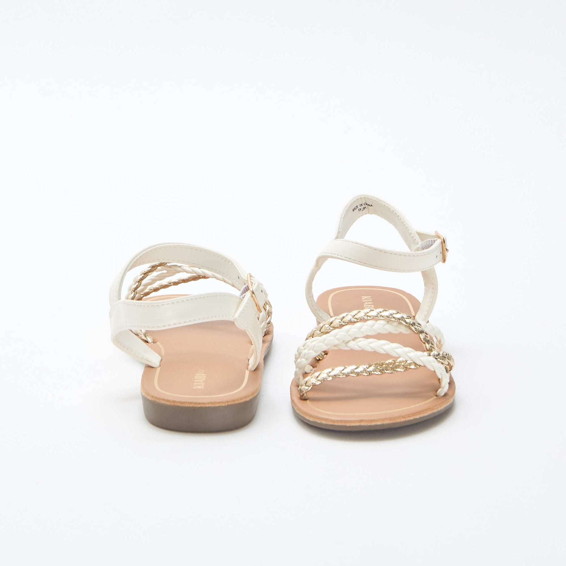 Multi-Strap Braided Sandals WHITE