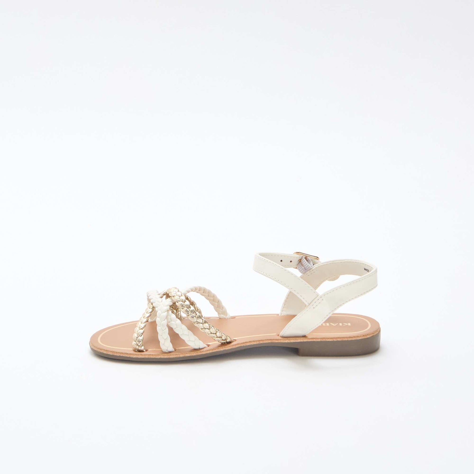 Multi-Strap Braided Sandals WHITE