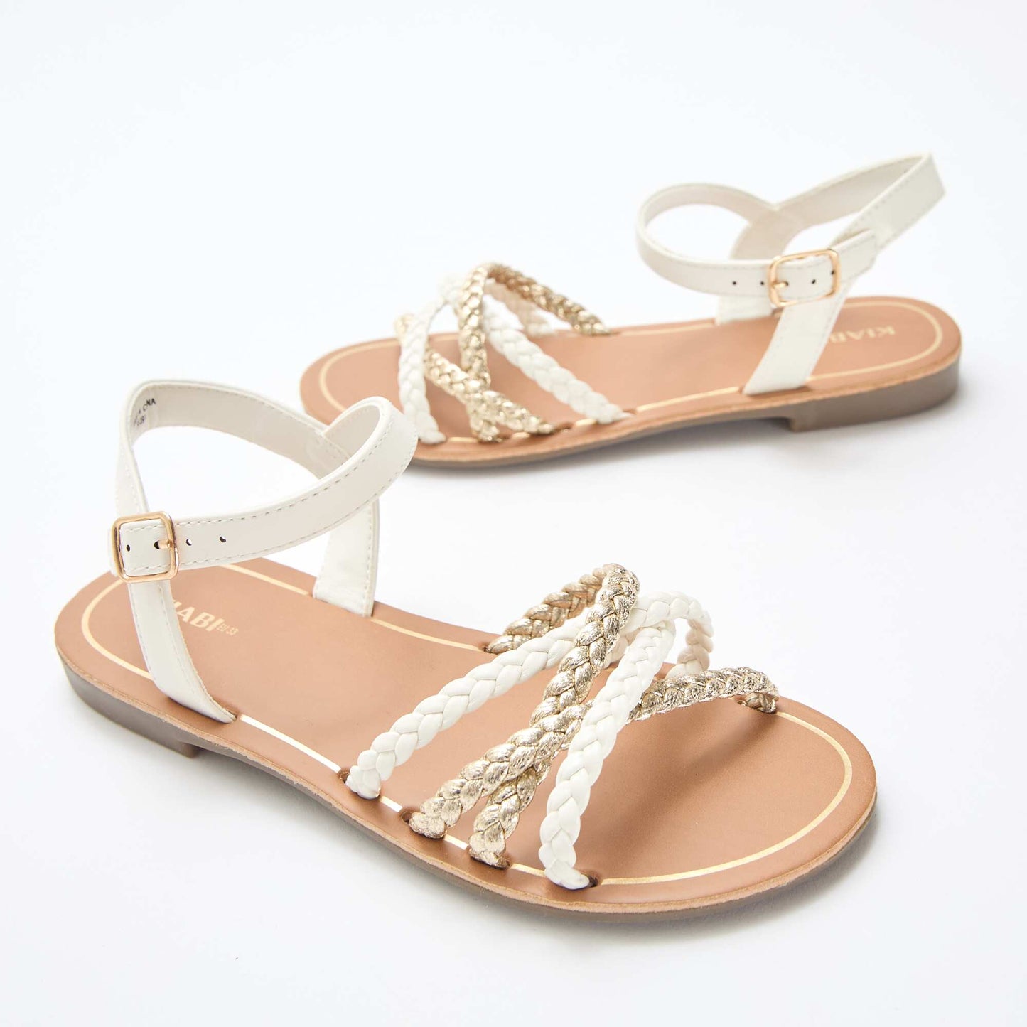 Multi-Strap Braided Sandals WHITE