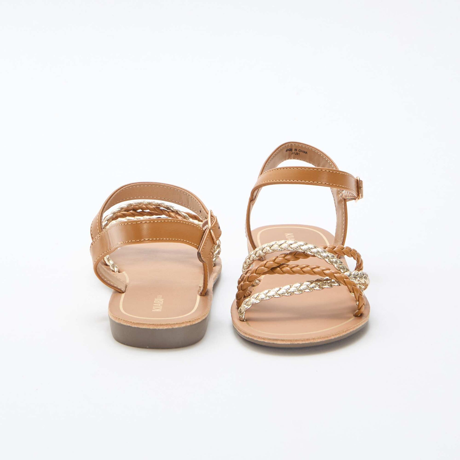 Multi-Strap Braided Sandals BROWN