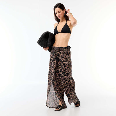 Printed Viscose Beach Pants BROWN